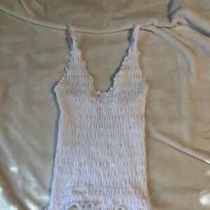 White Textured Sleeveless Top